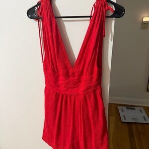 Elegant Red Women's Romper